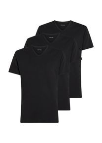Herren T-Shirt "S/S V NECK 3PK", Calvin Klein Underwear, Gr. XXL, schwarz, Jersey, Obermaterial: 57% Baumwolle, 38% Polyester, 5% Elasthan,