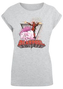 ABSOLUTE CULT Herren T-Shirt "ABSOLUTE CULT Damen Ladies Deadpool - Rides a Unicorn T-Shirt", grau, casual, Gr. XS, bedruckt, 100% Baumwolle, Shirts