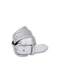 Silbergift Damen Ledergürtel, weiß, modisch,festlich,feminin, Gr. 85, Rindsleder, Gürtel, Mit metallischer Prägung
