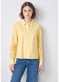 Damen Hemdbluseblend gelb, casual, Gr. 36, STREET ONE STUDIO, unifarben, Web, 100% Baumwolle, Blusen, aus reiner Baumwolle