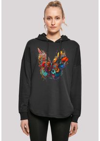 F4NT4STIC Damen Kapuzenpullover "Schmetterling Blumen Oversize Hoodie", schwarz, casual, Gr. S, Obermaterial: 100% Baumwolle, Pullover, Print