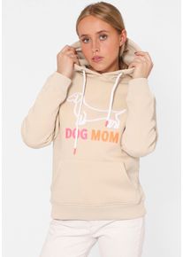 Zwillingsherz Damen Hoodie ""Dog Mom"", beige, modisch, Gr. M, unifarben, Sweatware, Obermaterial: 50% Baumwolle, 50% Polyester, Sweatshirts, mit