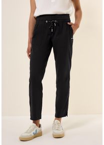 Cecil Damen Stoffhose, schwarz, casual, Gr. M, unifarben, Web, 65% Baumwolle, 32% Polyester, 3% Elasthan, Hosen, Middle Waist