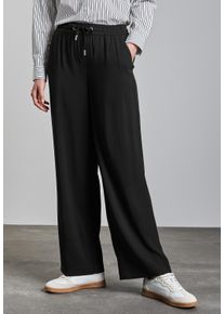 Street One Damen Stoffhose, schwarz, casual, Gr. 40, unifarben, Stoff, 100% Viskose, Hosen, im Loose Fit
