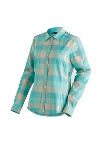 Maier Sports Damen Outdoorbluse "Kendra L/S W", blau, Gr. 36, 97% Polyester, 3% Elasthan, Blusen, Damen Langarmbluse, pflegeleichte Karobluse