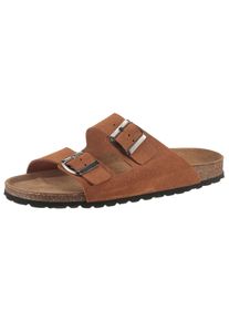 MAN'S WORLD MAN'S WORLD Herren Pantolette, Gr. 44, braun, Veloursleder, klassisch, Schuhe, Schlappen, Sommerschuh, Hausschuh mit vorgeformtem Fußbett