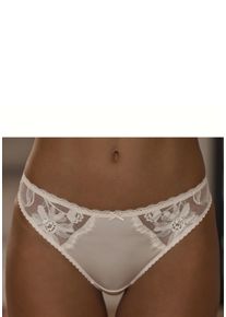 Lascana Damen String, Gr. 36, beige, Spitze, Obermaterial: 88% Polyamid, 12% Elasthan, Unterhosen, aus seidigem Material und edler Jacquardspitze