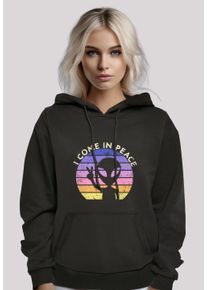 F4NT4STIC Damen Kapuzenpullover "Alien Peace Sunset", schwarz, casual, Gr. L, Obermaterial: 65% Baumwolle, 35% Polyester, Pullover, Premium Qualität