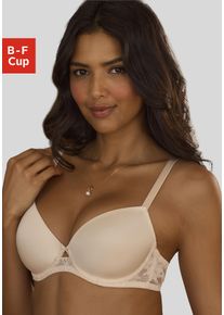 Lascana Damen Schalen-BH, Gr. 85, beige, Microtouch, Spitze, Obermaterial: 60% Polyamid, 35% Polyester, 5% Elasthan, feminin, BHs, mit Bügel und