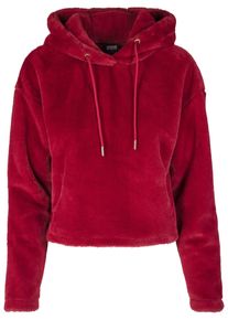 Urban Classics Damen Rundhalspullover "Urban Classics Damen Ladies Oversize Short Teddy Hoody", rot, casual, Gr. XS, unifarben, 100% Polyester,