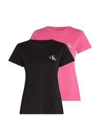 Damen Rundhalsshirt "2-PACK MONOLOGO SLIM TEE", pink, casual, Gr. S, Calvin Klein Jeans, unifarben, Single Jersey, Obermaterial: 100% Baumwolle,