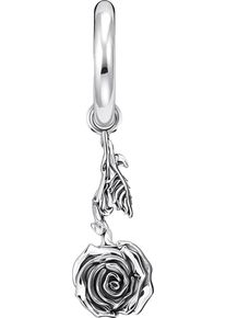 Thomas Sabo Damen Single-Creole "Einzel-Creole mit abnehmbaren Anhänger Midnight Rose, CR756-637-21", Silber 925 (Sterlingsilber), silber, Silber 925