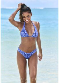 ELBSAND Damen Bikini-Hose "Letra", blau, Gr. 32, bedruckt, Recycling-Polyamid, Badehosen, mit tollem Wording