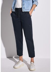 Street One Damen Stoffhose "Style Bonny", blau, casual, Gr. 44, unifarben, Web, Obermaterial: 98% Baumwolle, 2% Elasthan, Hosen, im Cargo Look