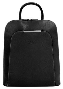 CLUTY Cityrucksack, schwarz, Rindsleder, Leder, Strukturmuster, casual, Rucksäcke, echt Leder, Made in Italy