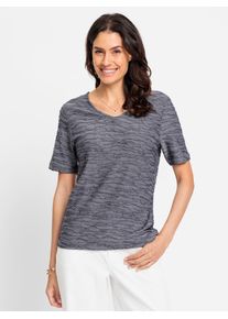 Inspirationen Damen V-Shirt "V-Shirt", blau, Gr. 40, meliert, 65% Viskose, 35% Polyamid, Shirts