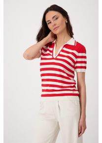 monari Damen Polokragenpullover "Pullover Polo Ringel", rot, modisch, Gr. 46, geringelt, gemustert, mehrfarbig, Web, Obermaterial: 63% Viskose, 37%