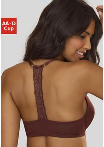 Lascana Damen Push-up-BH, Gr. 80, braun, Spitze, Obermaterial: 60% Polyamid, 35% Polyester, 5% Elasthan, feminin, BHs, mit Bügel und dekorativem