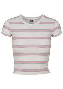 Urban Classics Herren T-Shirt "Urban Classics Damen Ladies Stripe Cropped Tee", pink, klassisch, Gr. XS, gestreift, 95% Baumwolle, 5% Elasthan, Shirts