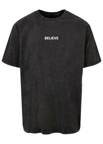 Merchcode Herren T-Shirt "Merchcode Herren Believe Front Acid Washed Heavy Oversized Tee", schwarz, casual, Gr. XS, bedruckt, 100% Baumwolle, Shirts