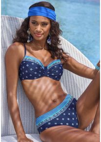 Lascana Damen Bügel-Bikini-Top "Jimer", blau, Gr. 38, bedruckt, Recycling-Polyamid, Bikini-Oberteile, im modischen Print