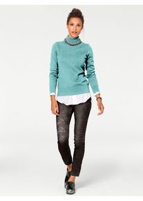 Heine Damen Rollkragenpullover "Rollkragen-Pullover", blau, Gr. 48, unifarben, 100% Baumwolle, Pullover