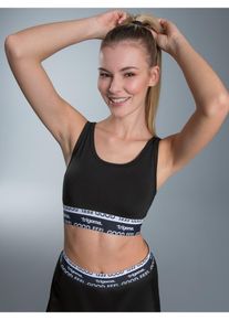 TRIGEMA Damen Bügelloser BH "TRIGEMA Sport-Bustier mit Elastikbund", Gr. M, schwarz, 85% Polyester, 15% Elastan, sportlich, BHs