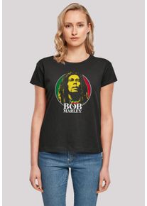 F4NT4STIC Damen T-Shirt "Bob Marley Logo Badge Reggae Music", schwarz, casual, Gr. L, Obermaterial: 100% Baumwolle, Shirts, Premium Qualität, Musik,