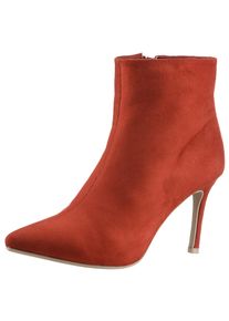 ANISTON SHOES Damen Stiefelette, Gr. 41, orange, Velourslederimitat, elegant, Schuhe, Ankleboots in spitzer Form - NEUE KOLLEKTION