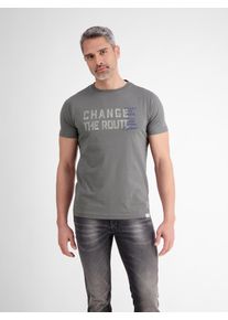 Lerros Herren T-Shirt "Lerros Unifarbenes T-Shirt mit Print", grau, Gr. M, 100% Baumwolle, Shirts
