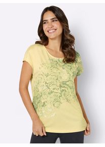 Classic Basics Damen Rundhalsshirt "Rundhals-Shirt", gelb, Gr. 40, Paisley, mehrfarbig, gemustert, 100% Baumwolle, Shirts