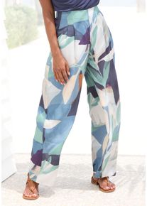 Lascana Damen Palazzohose, bunt, modisch, Gr. 44, bedruckt, Web, Obermaterial: 100% Viskose, Hosen, mit Alloverdruck, sommerliche Stoffhose mit