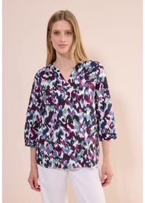 Cecil Damen Shirtbluse, weiß, casual, Gr. XS, Batikmuster, Web, 100% Baumwolle, Blusen, im Tunika-Style