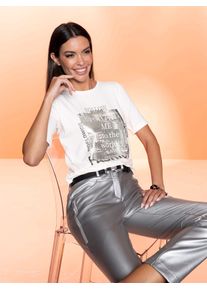 Heine Damen Rundhalsshirt "Shirt", beige, Gr. 34, unifarben, bedruckt, gemustert, 95% Viskose, 5% Elasthan, Shirts