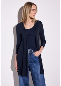 Street One Damen Cardigan, blau, casual, Gr. 44, unifarben, Stoff, 91% Viskose, 9% Elasthan, Strickjacken, aus softem Materialmix