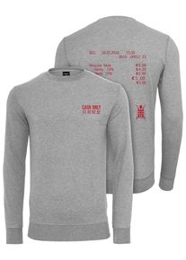 MisterTee Herren Rundhalspullover "MisterTee Herren Cash Only Crewneck", grau, casual, Gr. XS, unifarben, 60% Baumwolle, 40% Polyester, Pullover