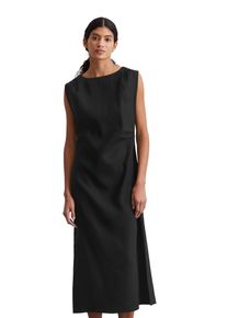 Marc O'Polo MARC O'POLO Damen Midikleid "aus Leinen-Viskose-Stretch", schwarz, Gr. 38, unifarben, Obermaterial: 55% Leinen, 42% Viskose, 3% Elasthan; Futter: