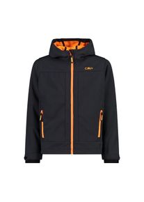 CMP Kinder Softshelljacke "KID SOFTSHELL JACKET FIX HOOD für Kinder", schwarz, sportlich, Gr. 128, Softshell, Obermaterial: 96% Polyester, 4%