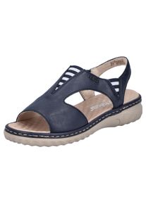 Rieker Damen Sandale, Gr. 39, blau, Lederimitat, casual, Schuhe, Sommerschuh, Sandalette, Schlupfschuh mit kontrastfarbener Ziernaht
