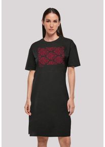 F4NT4STIC Damen Shirtkleid "Muster Blumen Rot", schwarz, casual, Gr. XL, Obermaterial: 100% Baumwolle, Kleider, Print
