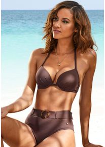 s.Oliver Damen Push-Up-Bikini-Top "Rome", braun, Gr. 34, unifarben, Microfaser, Polyamid, Bikini-Oberteile, in verschiedenen Unifarben