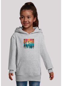F4NT4STIC Mädchen Kapuzenpullover "Berg Sonnenuntergang Retro", grau, casual, Gr. 122, Obermaterial: 65% Baumwolle, 35% Polyester, Pullover, Premium
