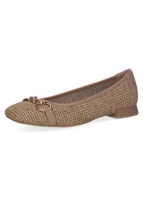 Caprice Damen Ballerina, Gr. 37, beige, Leder, Textil, modisch, Schuhe, Blockabsatz, Bequemschuh, Businessschuh mit Schmuckelement