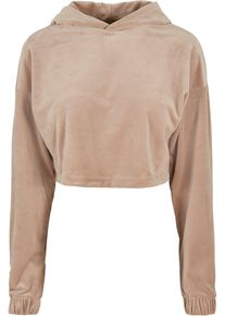 Urban Classics Damen Kapuzenpullover "Urban Classics Damen Ladies Cropped Velvet Oversized Hoody", grau, casual, Gr. XL, unifarben, 93% Polyester, 7%