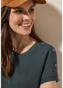 Cecil Damen T-Shirtslate khaki, casual, Gr. L, unifarben, Jersey, Obermaterial: 60% Viskose, 40% Polyester, Shirts, in Struktur-Optik und mit