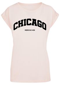 Merchcode Herren T-Shirt "Merchcode Damen Ladies Chicago Wording - T-Shirt", pink, casual, Gr. L, bedruckt, 100% Baumwolle, Shirts