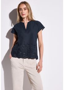 Street One Damen Shirtbluse, blau, casual, Gr. 40, unifarben, Web, 100% Baumwolle, Blusen, aus reiner Baumwolle