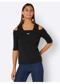 CRÉATION L CREATION L Damen Kurzarmshirt "Shirt", schwarz, Gr. 38, unifarben, 95% Baumwolle, 5% Elasthan, Shirts
