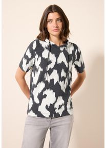 Cecil Damen Kapuzenshirtvolcanic grau, casual, Gr. XS, bedruckt, Stoff, 75% Viskose, 20% Polyester, 5% Elasthan, Shirts, mit grafischem Muster