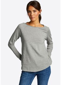 RICHROYAL Damen Langarmshirt "2409 O HJ LS", grau, casual, Gr. S, Single Jersey, Obermaterial: 100% Baumwolle, Shirts, mit offener Ausschnittkante